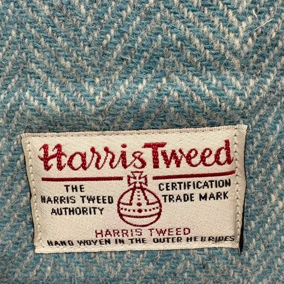 Harris Tweed Scotland wool small satchel bag turquoise blue - Picture 3 of 7